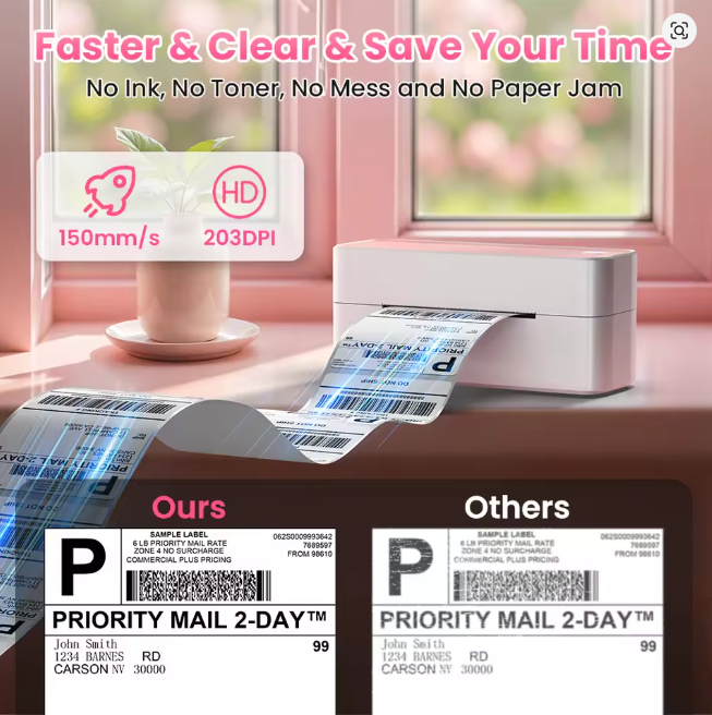 Trådløs Bluetooth-etikettskriver for frakt – 4x6 termisk skriver for iPhone og Android