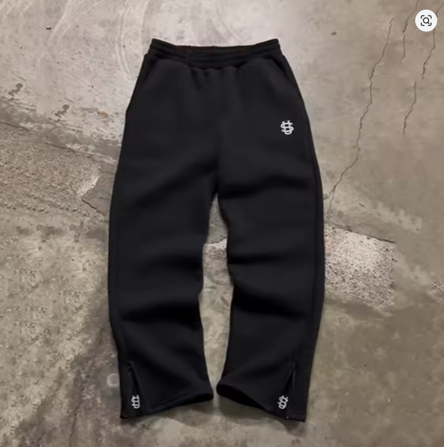 Autumn Drawstring Zipper Sweatpants Solid Color Casual High Street Hip-Hop Rap Street Y2K Style High Waist Trousers