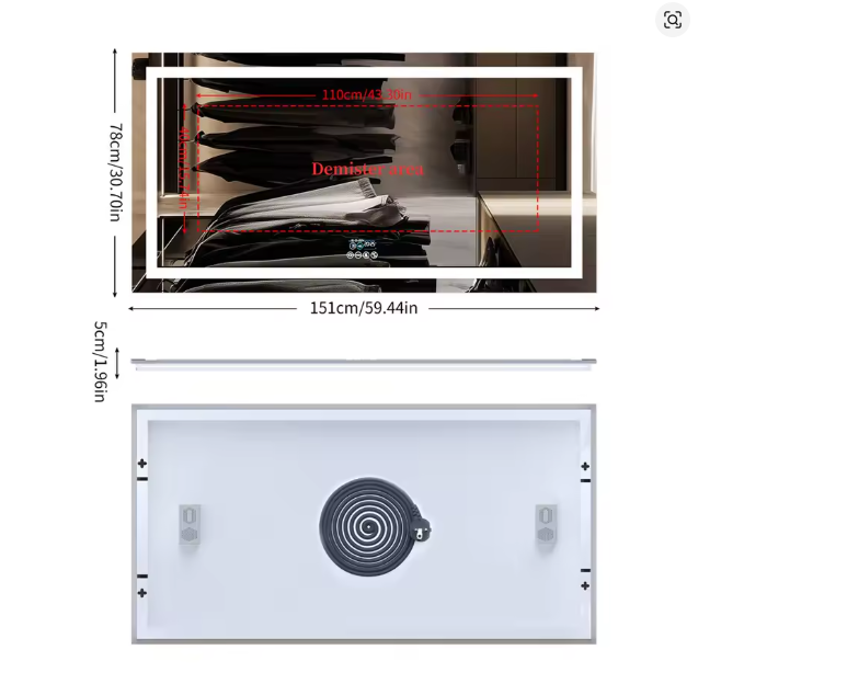 XXL Bathroom Mirror Smart LED Vanity Mirror Wall Mounted with Bluetooth