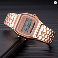 Elegant Digital Watch For Women Gold Silver Stainless Steel Business Ladies Electronic Wrist Watches