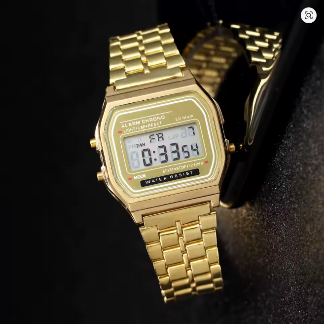 Elegant Digital Watch For Women Gold Silver Stainless Steel Business Ladies Electronic Wrist Watches