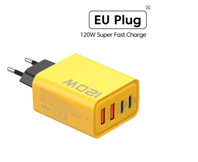 Quick Charge 3.0 Fast Charger Multi Total 120W 4 Port USB Type C PD Mobile Phone Wall Adapter