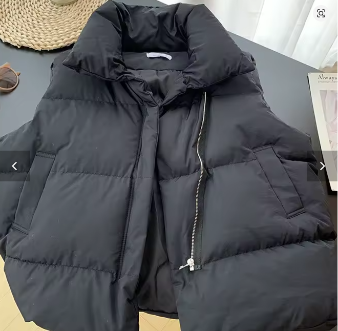 Women Fashion Autumn New 2024 Stand Collar Elegant Down Coat Warm Outerwear Casual Belt Sleeveless Winter Woman Jackets