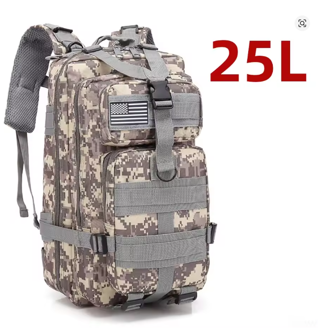 25L Tactical Backpack Waterproof Outdoor Camping Hiking Fishing Hunting Bag Military Rucksack