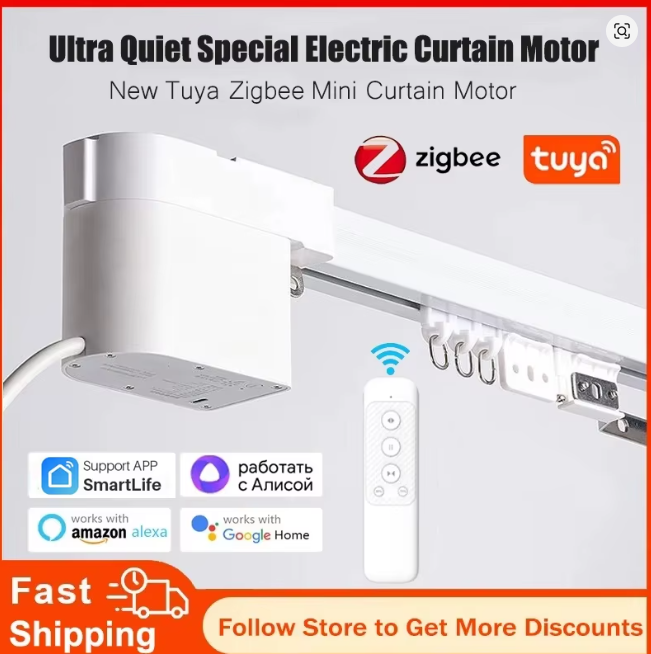 Tuya Zigbee Mini Smart Curtain Motor Electric Curtain Automatic System Rail Rod Support Alexa Alice Google Assistant Smartlife
